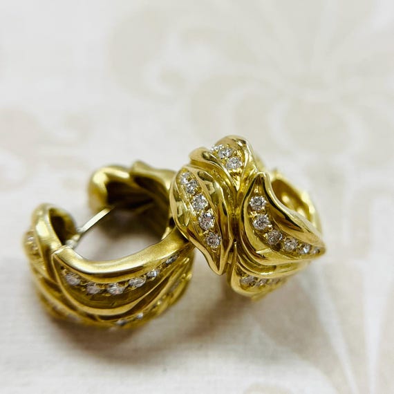 18K Gold Diamond Huggies