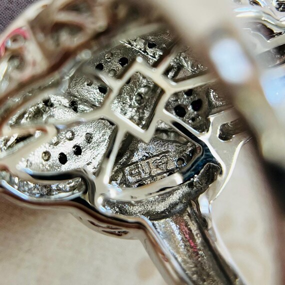 Black and Clear Stone Statement Ring #574 - image 4