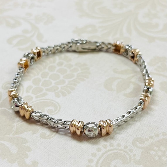 14K Gold Two Tone Diamond Bracelet