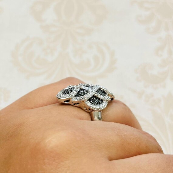 Black and Clear Stone Statement Ring #574 - image 6