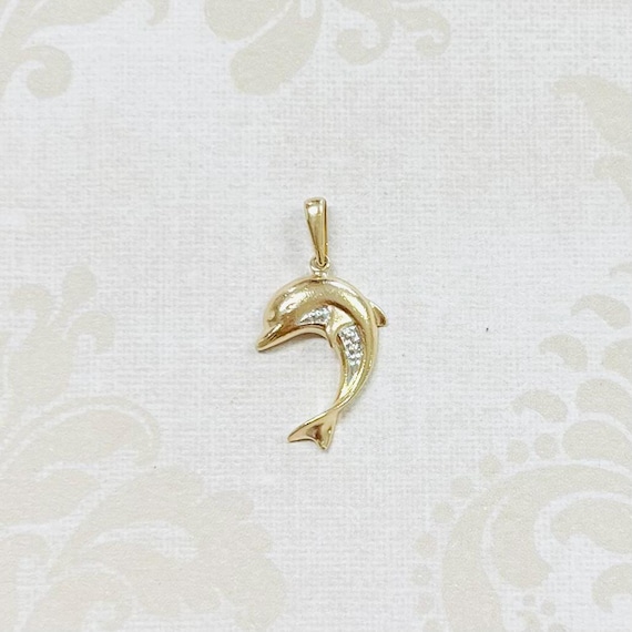 14K Gold Estate Dolphin Charm
