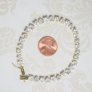14k Yellow GoldHeart CZ Tennis Bracelet