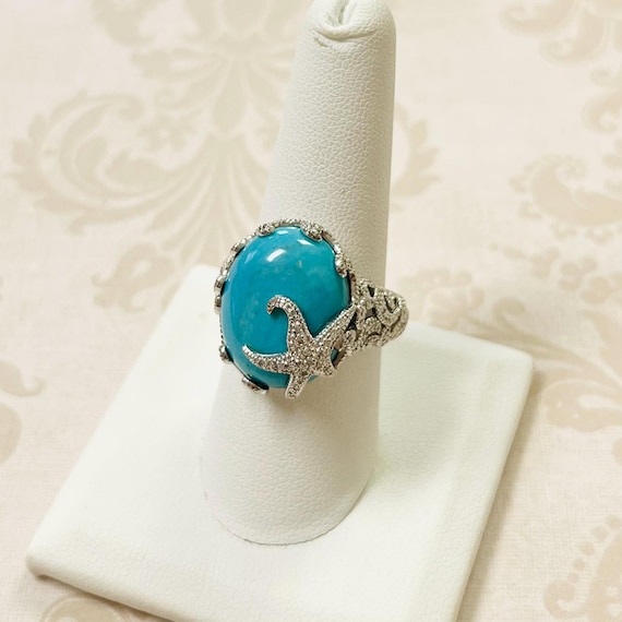 Sterling Silver Turquoise Starfish Ring #571