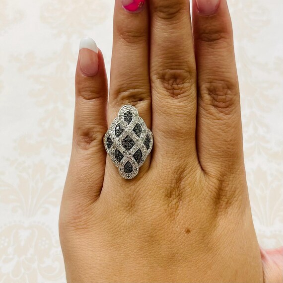 Black and Clear Stone Statement Ring #574 - image 5