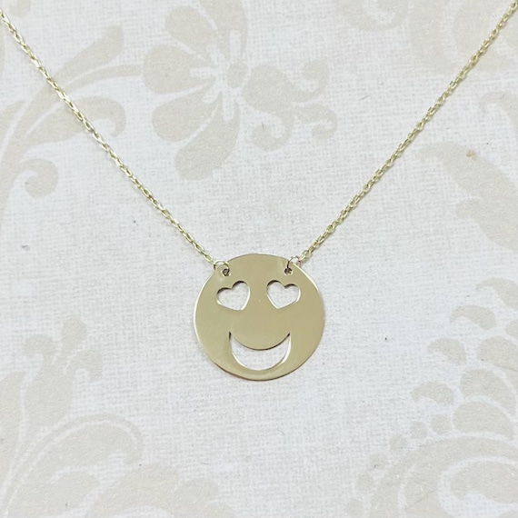 14K Gold Estate Happy Face Necklace
