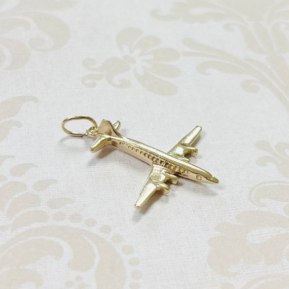 14K Gold Estate Airplane Charm - image 1