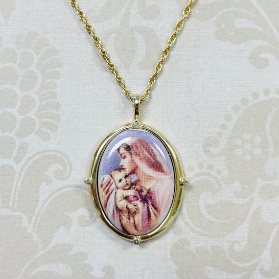 Sterling Silver Gold Plated Virgin Mary Necklace