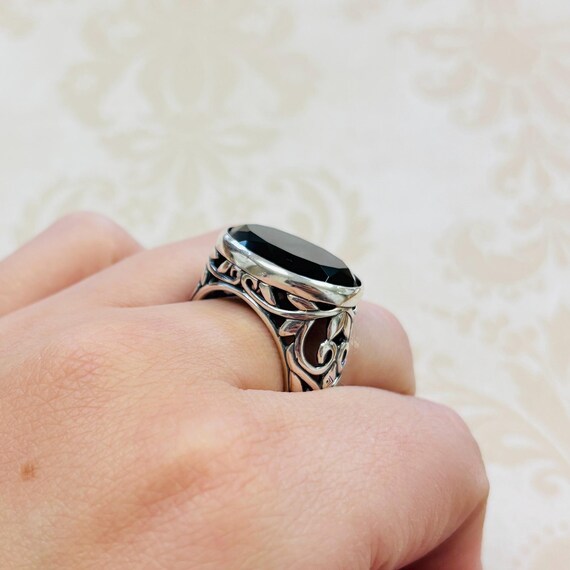 Sterling Silver Black Stone Ring - image 6