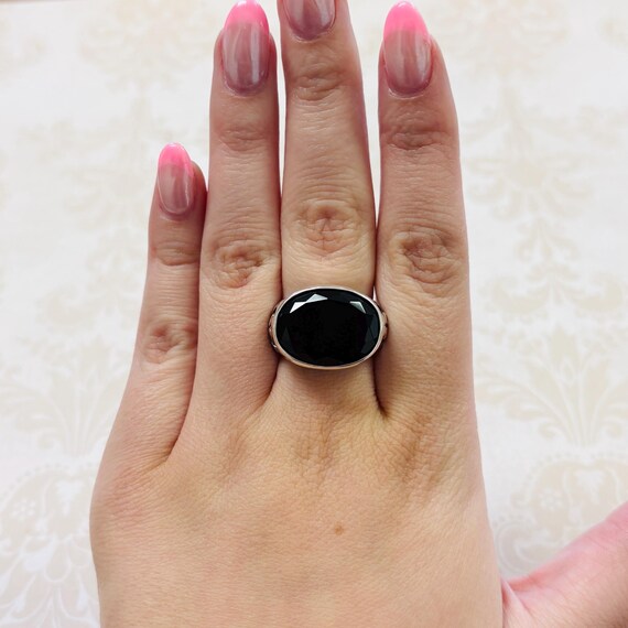 Sterling Silver Black Stone Ring - image 5