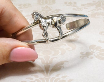 Sterling Silver Horse Cuff Bracelet, Horse Jewelry