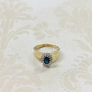 10K Gold Estate Sapphire and Diamond Ring- Size 7