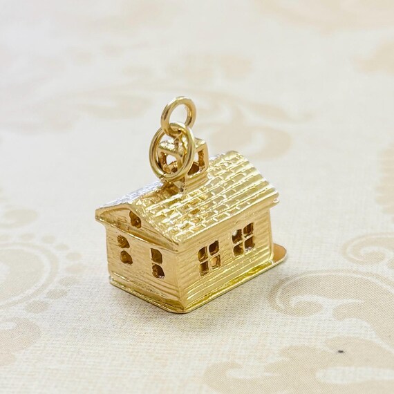 14K Gold 3-D House Charm View 4