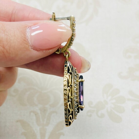 Sterling Silver Purple Stone Earrings View 4