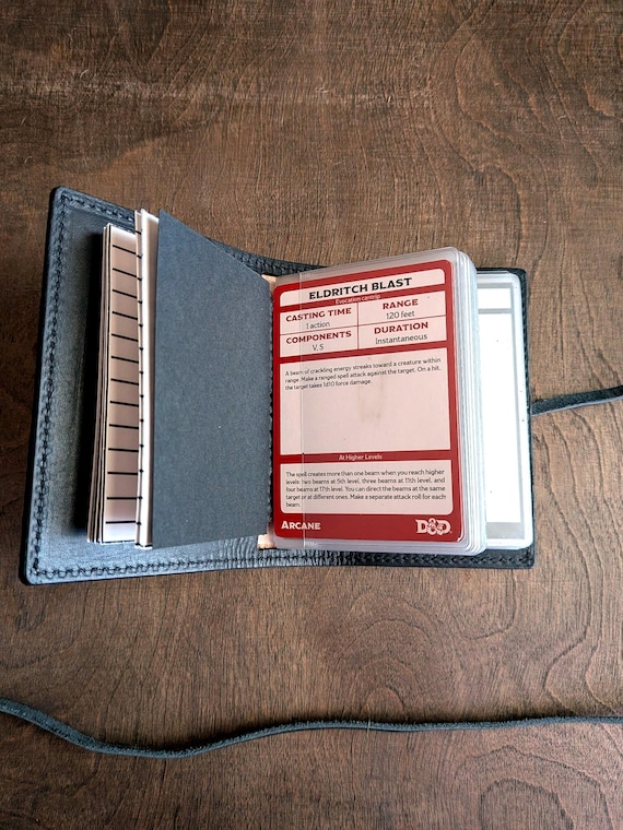 d&d spell card binder Forged Dice Co. Game-Folio PU Leather Portfolio - Gaming Binder for DND Character Sheets with DND Cards Organizer and Clear Front Pocket 4 standard card pages and 40 Spell Card Binder - Etsy