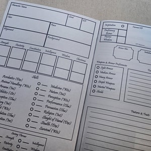 Character Journal for Dungeons and Dragons | A5 Notebook | DnD journal | DnD notebook | D&D 5e | Character sheet | Physical copy