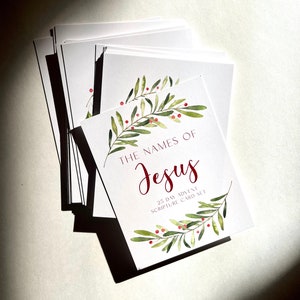 Printable Christmas Advent Cards: 25 Names of Jesus Countdown, Christian Holiday Decor, DIY Advent Calendar, Nativity Printable Cards