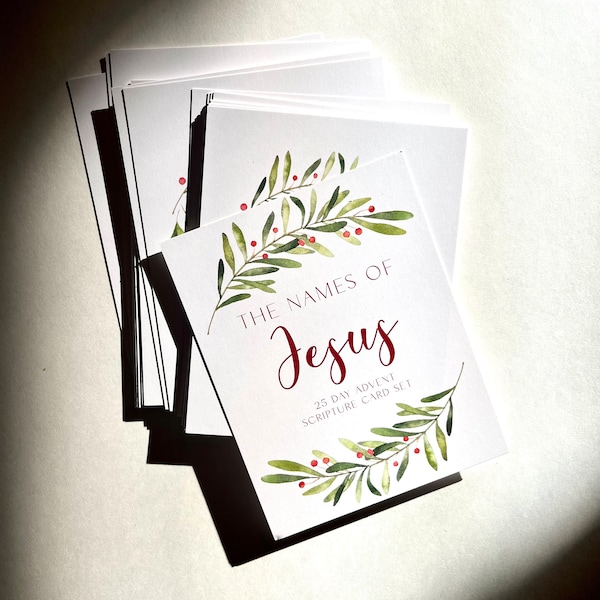 Printable Christmas Advent Cards: 25 Names of Jesus Countdown, Christian Holiday Decor, DIY Advent Calendar, Nativity Printable Cards