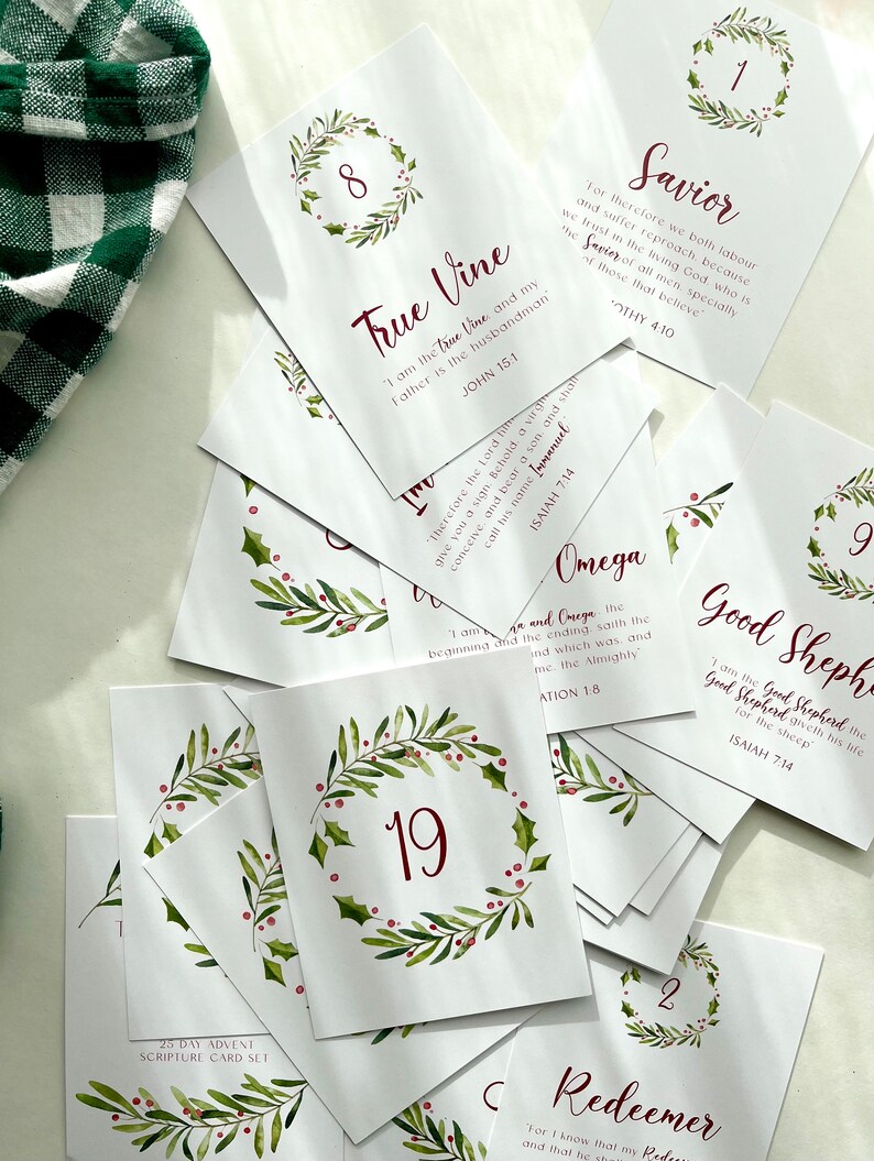 Printable Christmas Advent Cards: 25 Names of Jesus Countdown ...
