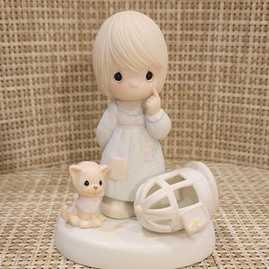 Vintage Precious Moments Porcelain Figurine “The Lord Giveth, And The Lord Taketh Away&quot; (Retired Figurine)