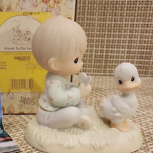 Vintage Precious Moments Porcelain Figurine &quot;Friends To The Very End&quot; with box (IOB) (Retired Figurine)