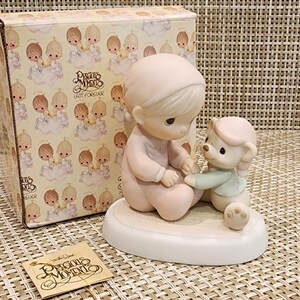 Vintage Precious Moments Porcelain Figurine “May Your Christmas Be Cozy&quot; with box (IOB) (Retired Figurine)