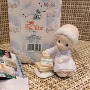 Vintage Precious Moments Porcelain Mini Figurine &quot;Heather&quot; with box (IOB) (Sugar Town) (Retired Mini Figurine)