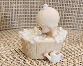 Vintage Precious Moments Porcelain Figurine “A Tub Full Of Love" (Retired Figurine) (girl)