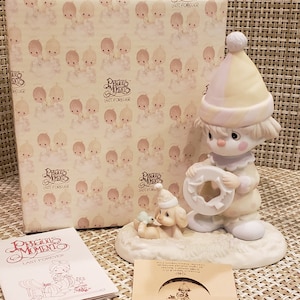 Vintage Precious Moments Porcelain Figurine “The Lord Will Carry You Through&quot; with box (IOB) (Retired Figurine)