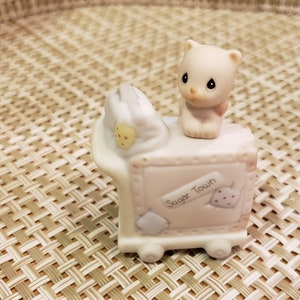 Vintage Precious Moments Porcelain Sugar Town "Luggage Cart" (Retired Sugar Town)