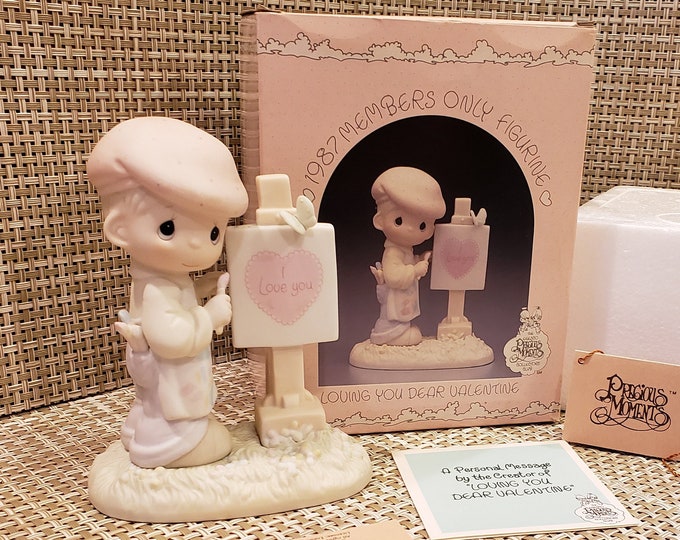 Vintage Precious Moments Porcelain Figurine loving You Dear Valentine