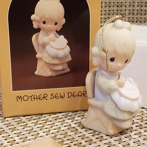 Vintage Precious Moment Porcelain Ornament "Mother Sew Dear " with box (IOB) (RetiredFigurine)