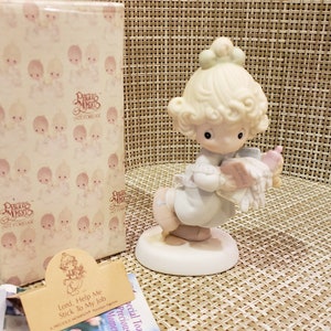 Vintage Precious Moments Porcelain Figurine “Lord Help Me Stick To My Job&quot; with box (IOB) (Retired Figurine)