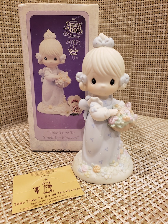 Vintage Precious Moments Figurine “take Time to Smell the Flowers
