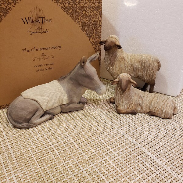 Willow Tree Nativity "The Christmas Story Gentle Animals of the Stable" Figurines by Susan Lordi with original box (IOB)