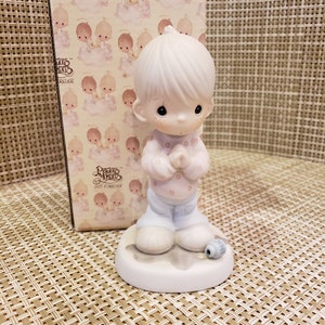 Vintage Precious Moments Porcelain Figurine “Help Lord, I&#39;m In A Spot&quot; with box (IOB) (Retired Figurine)