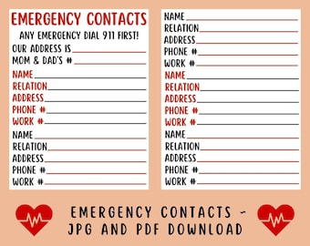 Emergency Phone List Printable My Contacts List Emergency Contacts List ...
