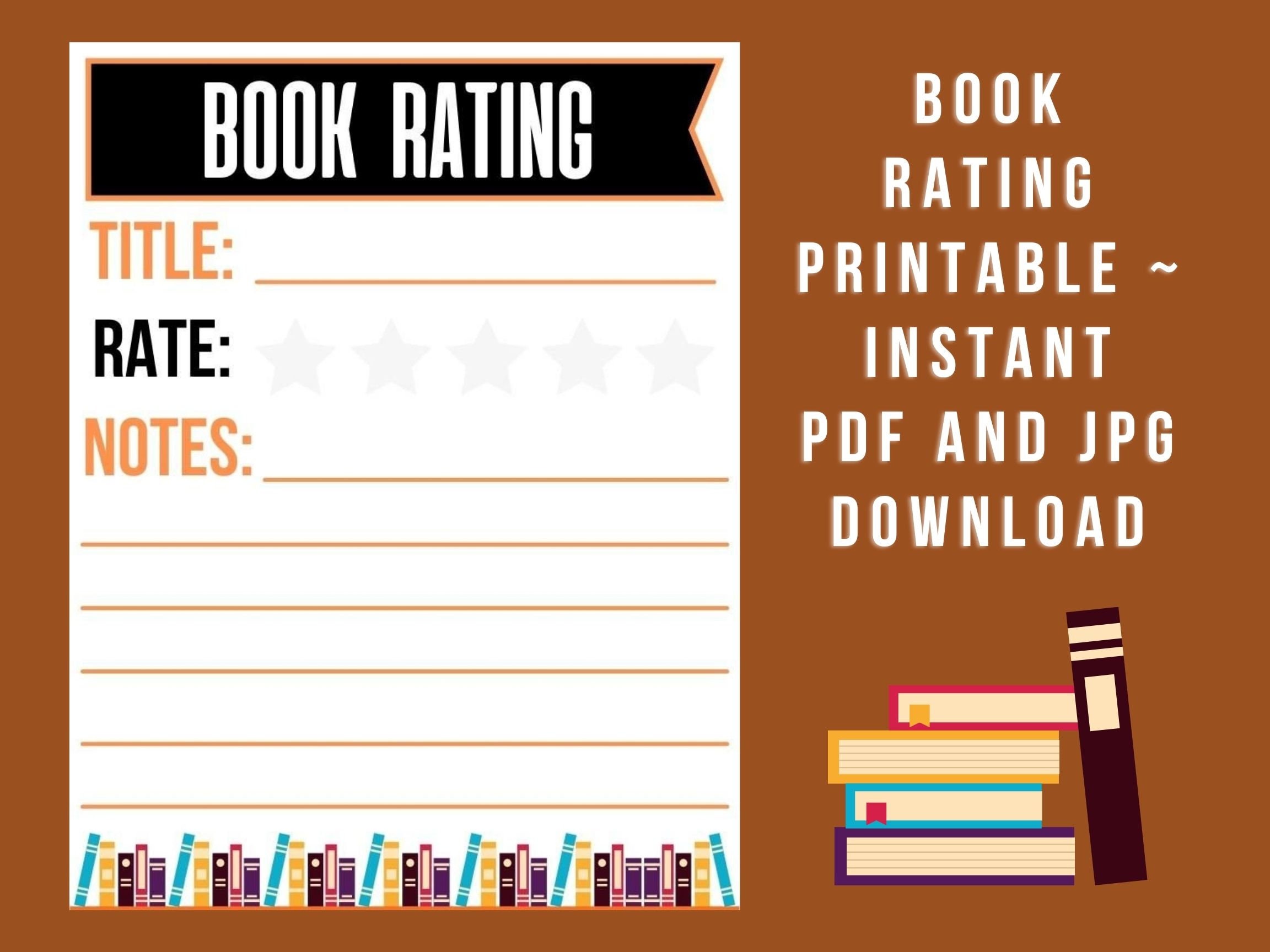 Book Rating ~ Printable Review - Etsy