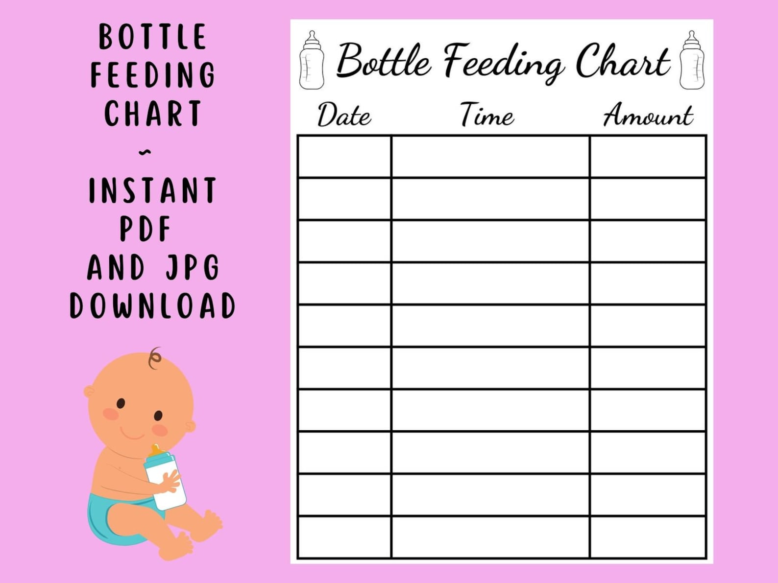 Bottle Feeding Chart Etsy