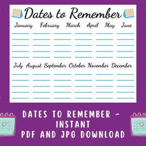 Dates to Remember