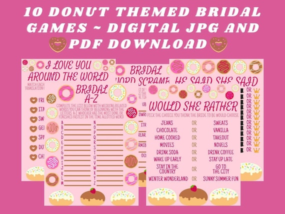 Bridal Shower Games Printable Bundle - Etsy