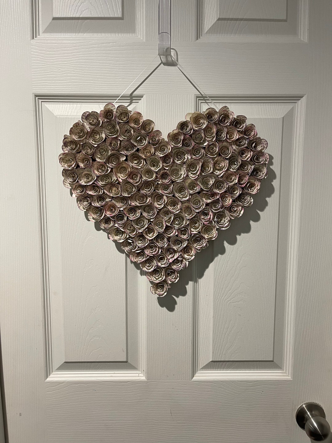 Book Pages Floral Heart Wall Hanging Etsy