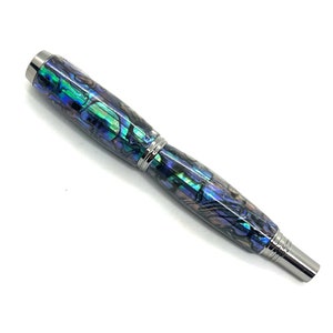 Custom Natural Abalone pen blank on a Black Titanium JR George Rollerball Pen