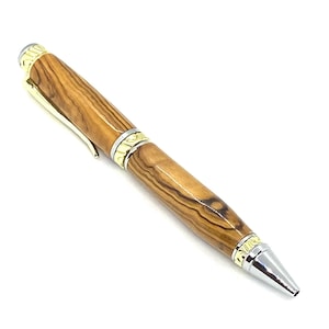 Custom Made Bethlehem Olivewood on a Premium Ultra Gold/Silver Cigar Pen