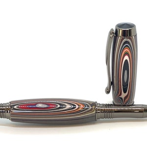 Genuine Automotive Detroit Agate Fordite on a Gunmetal JR George Rollerball Pen