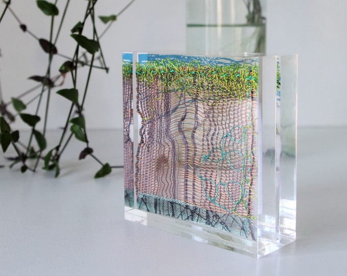 Collage Paperweights Meadow - Woven Wire Collage, Paperweight, Bookend, Original Artwork ...