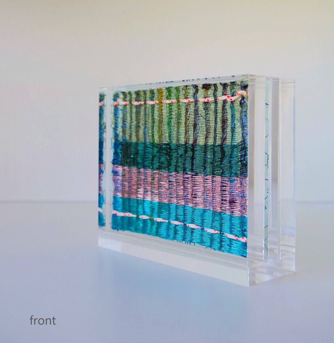 Stripes Bookend Artwork Framed Weaving Small Sculpture - Etsy