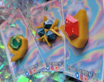 Hand Painted 3D Printed Elemental Stone Pins