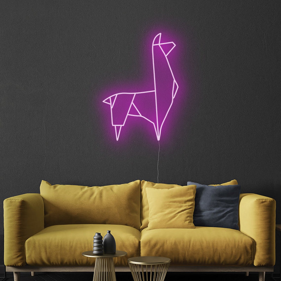 Lama Neon Sign Origami Neon Sign Modern Lamp Home Decor Etsy