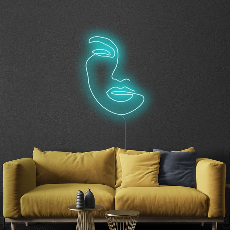 Face Neon Sign Face Light Modern Art Neon For Home Wall Etsy
