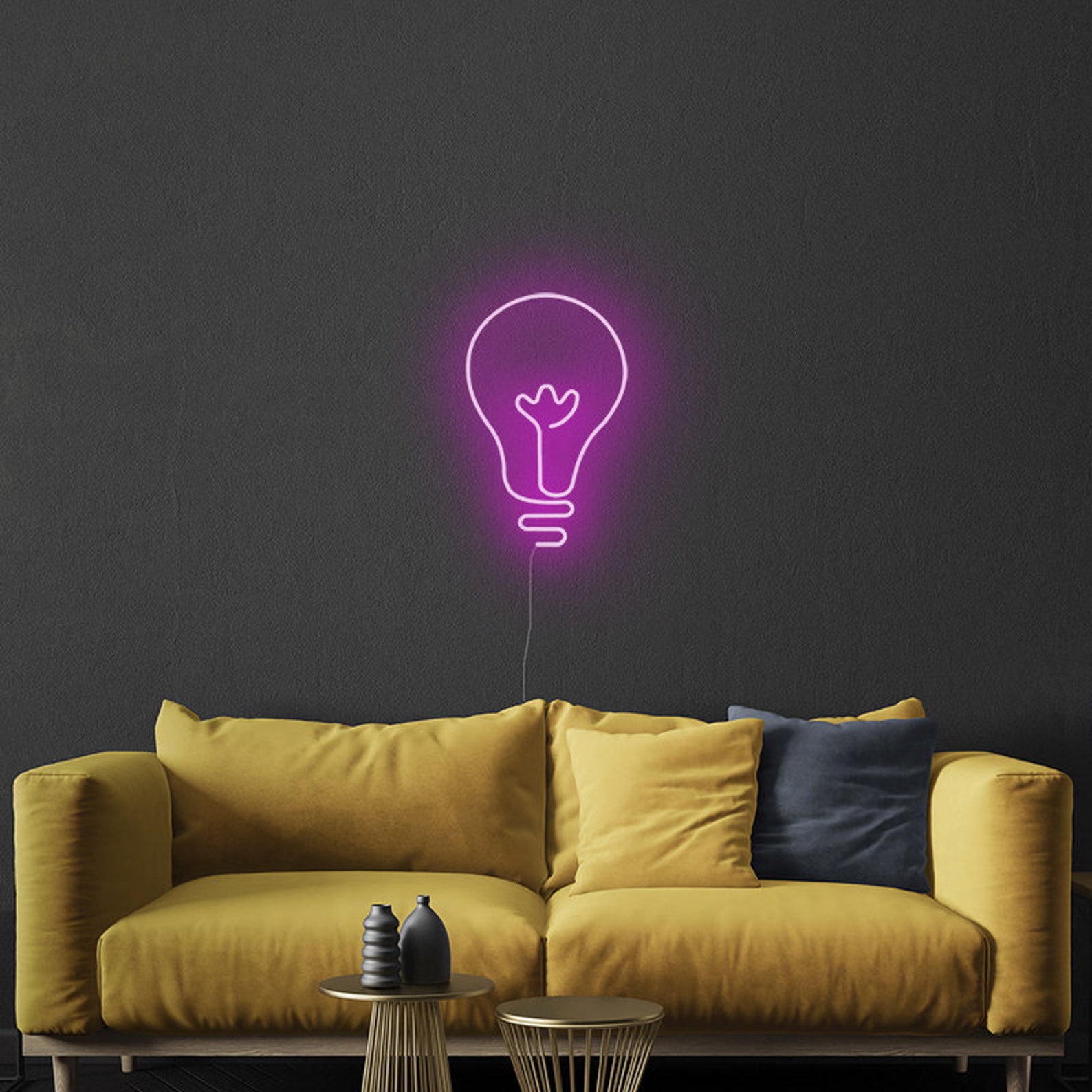 Light Bulb Neon Sign Wall Art LED Art Neon for Home Home Etsy